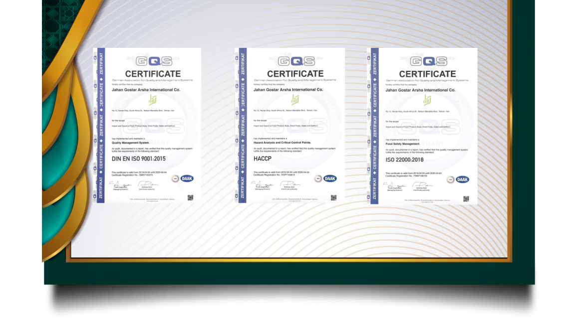 Arsha and ISO22000 & ISO9001 & HACCP